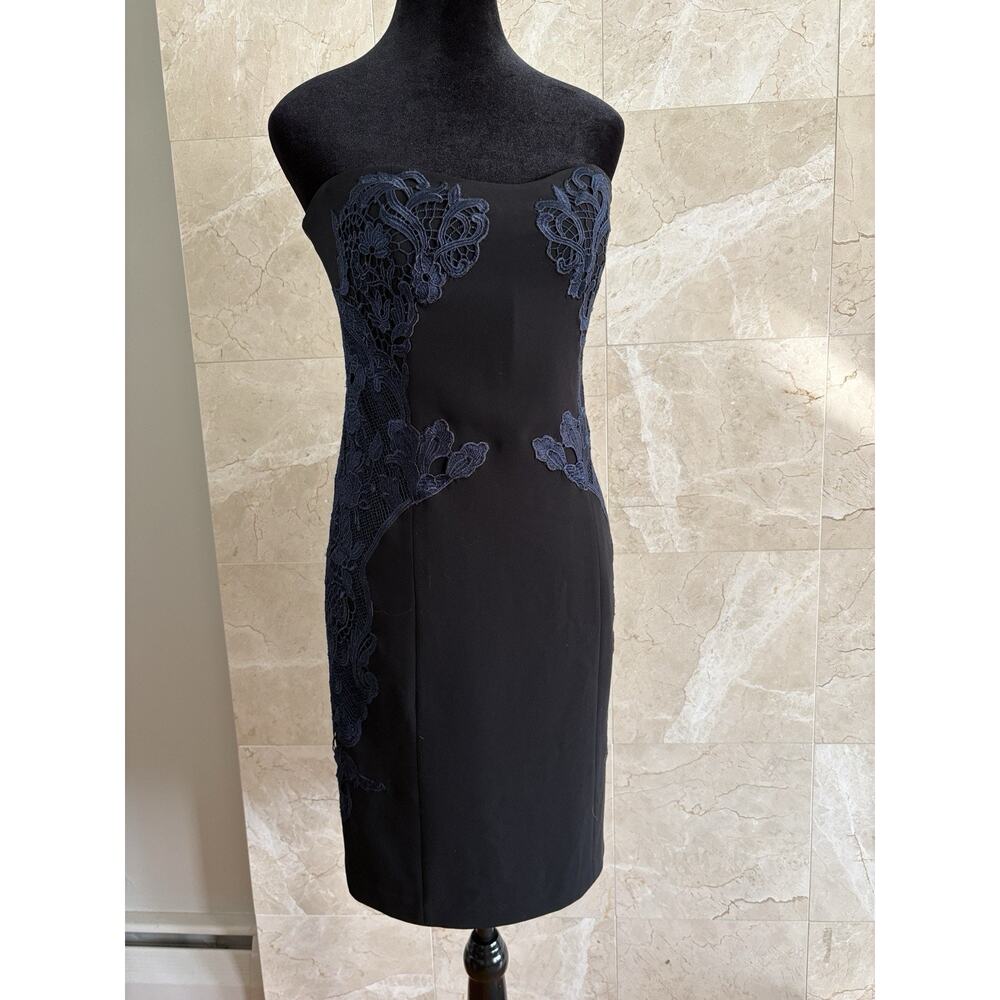 Diane Von Furstenberg Isabella Strapless Bustier Dress 6 Black Navy Lace